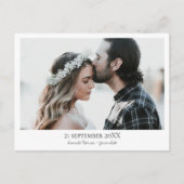 Moderne minimalistische fotobruiloft bespaart datu aankondigingskaart (Voorkant)