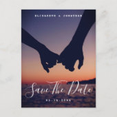 Moderne minimalistische fotobruiloft bespaart datu aankondigingskaart (Voorkant)