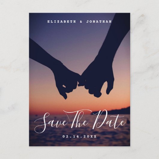 Moderne minimalistische fotobruiloft bespaart datu aankondigingskaart (Voorkant)