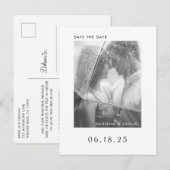 Moderne minimalistische fotobruiloft bespaart datu aankondigingskaart (Voorkant / Achterkant)