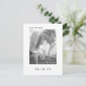 Moderne minimalistische fotobruiloft bespaart datu aankondigingskaart (Staand voorkant)