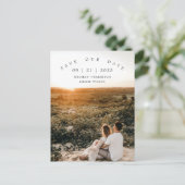 Moderne minimalistische fotobruiloft bespaart datu briefkaart (Staand voorkant)