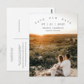 Moderne minimalistische fotobruiloft bespaart datu briefkaart (Voorkant / Achterkant)