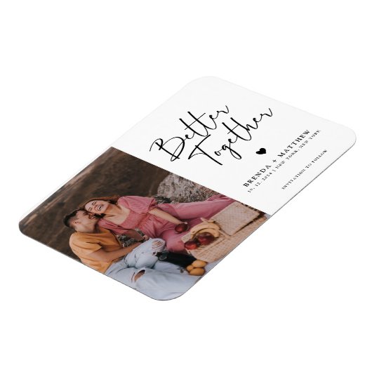 Moderne minimalistische fotobruiloft bespaart datu magneet (Linkerzijde)