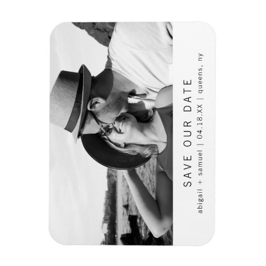 Moderne minimalistische fotobruiloft bespaart datu magneet (Verticaal)