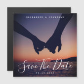 Moderne minimalistische fotobruiloft bespaart datu magnetische uitnodiging (Voorkant / Achterkant)