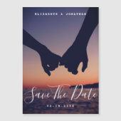 Moderne minimalistische fotobruiloft bespaart datu magnetische uitnodiging (Voorkant)