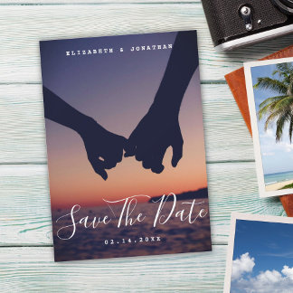 Moderne minimalistische fotobruiloft bespaart datu magnetische uitnodiging