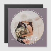 Moderne minimalistische fotobruiloft bespaart datu magnetische uitnodiging (Voorkant / Achterkant)