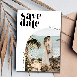 Moderne minimalistische fotobruiloft bespaart datu save the date