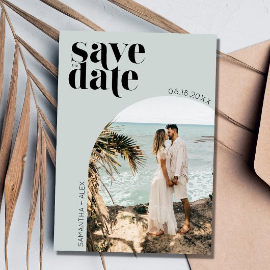 Moderne minimalistische fotobruiloft bespaart datu save the date