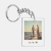 Moderne minimalistische fotobruiloft bespaart datu sleutelhanger (Voorkant Links)