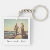Moderne minimalistische fotobruiloft bespaart datu sleutelhanger (Achterkant)