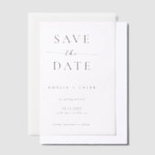 Moderne minimalistische fotobruiloft bespaart datu vellum uitnodigingen (Offset)