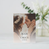 Moderne, minimalistische fotobruiloft bespaart de briefkaart (Staand voorkant)