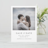 Moderne, minimalistische fotobruiloft bespaart de  save the date (Staand voorkant)