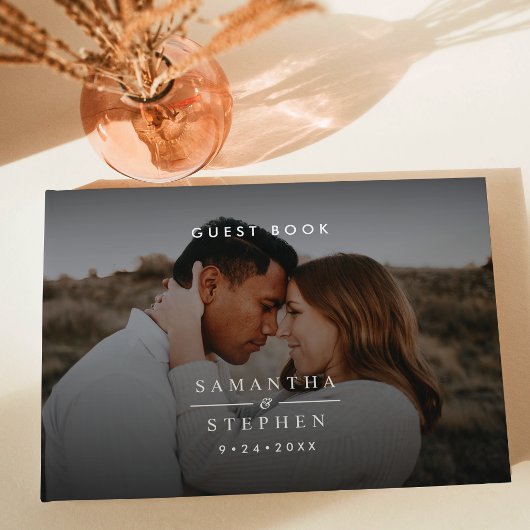 Moderne minimalistische fotobruiloft gastenboek