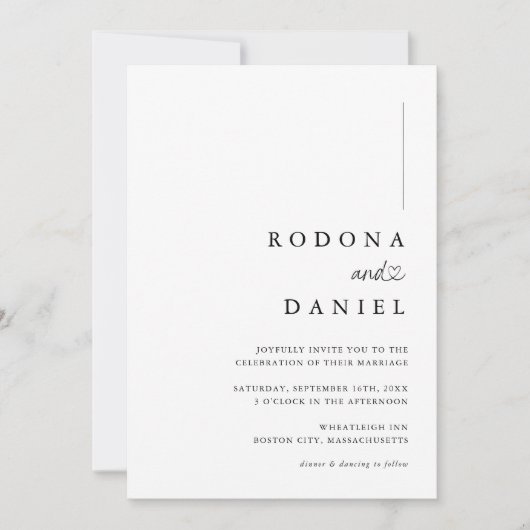 Moderne minimalistische fotobruiloft kaart (Voorkant)