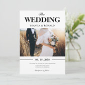 Moderne, minimalistische fotobruiloft kaart (Staand voorkant)