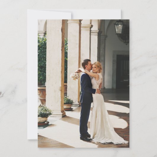 Moderne, minimalistische fotobruiloft kaart (Achterkant)