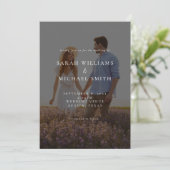 Moderne minimalistische fotobruiloft kaart (Staand voorkant)