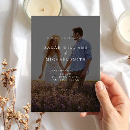 Moderne minimalistische fotobruiloft kaart