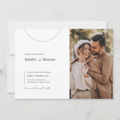 Moderne minimalistische fotobruiloft kaart (Voorkant)