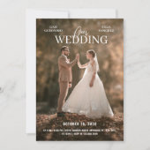 Moderne, minimalistische fotobruiloft kaart (Voorkant)