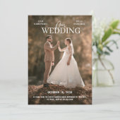 Moderne, minimalistische fotobruiloft kaart (Staand voorkant)