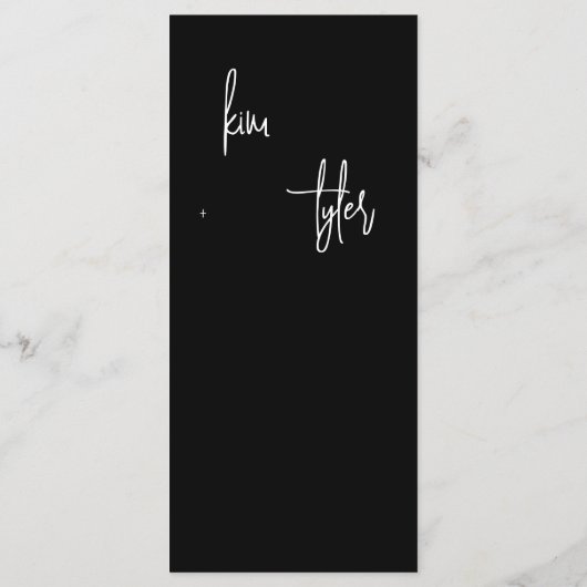 Moderne, minimalistische fotobruiloft menu (Achterkant)