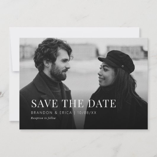 Moderne, minimalistische fotobruiloft save the date (Voorkant)