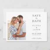 Moderne minimalistische fotobruiloft save the date (Voorkant)