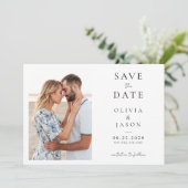 Moderne minimalistische fotobruiloft save the date (Staand voorkant)