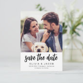 Moderne minimalistische fotobruiloft save the date (Staand voorkant)