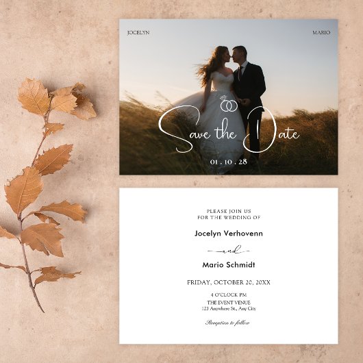 Moderne, minimalistische fotobruiloft save the date