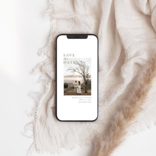 Moderne minimalistische fotobruiloft save the date