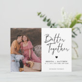 Moderne minimalistische fotobruiloft save the date (Staand voorkant)