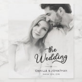 Moderne minimalistische fotobruiloft wijn etiket (Enkel label)