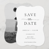 Moderne Minimalistische Fotobruiloftsbracket Save The Date (Voorkant / Achterkant)