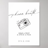Moderne minimalistische fotocabine trouwbord poster (Voorkant)