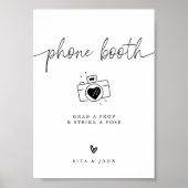 Moderne minimalistische fotocabine trouwbord poster (Voorkant)