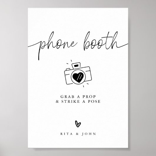 Moderne minimalistische fotocabine trouwbord poster (Voorkant)