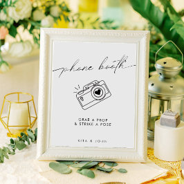 Moderne minimalistische fotocabine trouwbord poster