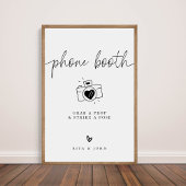 Moderne minimalistische fotocabine trouwbord poster