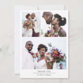 Moderne minimalistische fotocollage bruiloft bedankkaart (Voorkant)