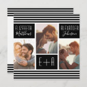 Moderne minimalistische fotocollage bruiloft kaart (Voorkant / Achterkant)