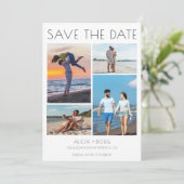 Moderne Minimalistische Fotocollage Bruiloft Save The Date (Staand voorkant)