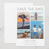 Moderne Minimalistische Fotocollage Bruiloft Save The Date (Voorkant / Achterkant)