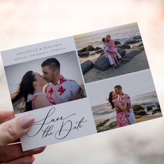 Moderne minimalistische fotocollage bruiloft save the date