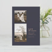 Moderne minimalistische fotocollage bruiloft save the date (Staand voorkant)